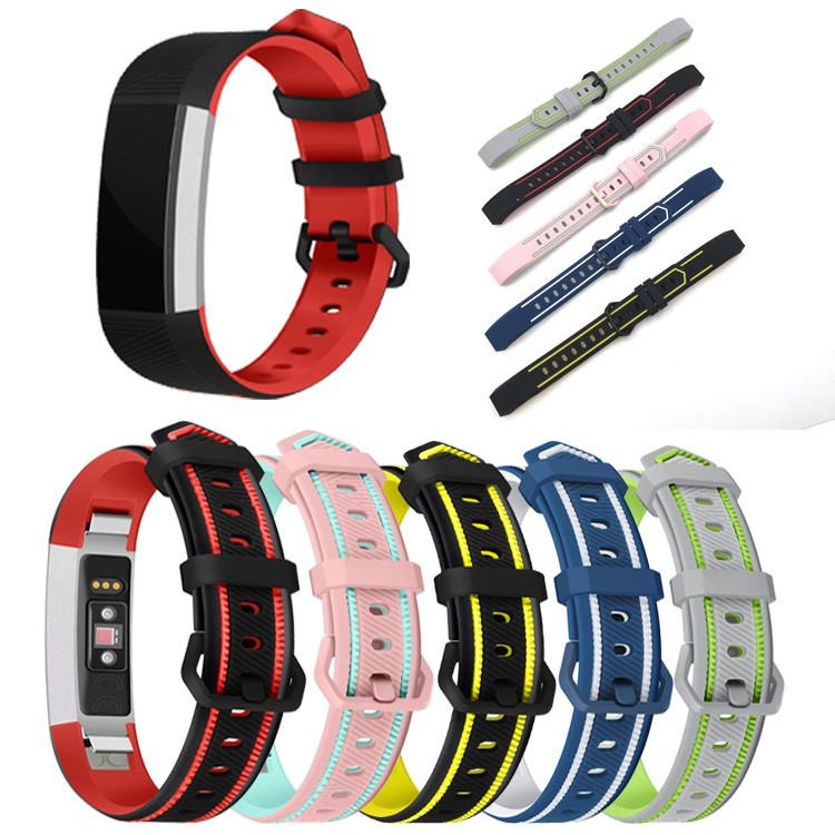 Soft Silicone Dual Color Watch Wrist Band for Fitbit Alta HR - Red/Black-9