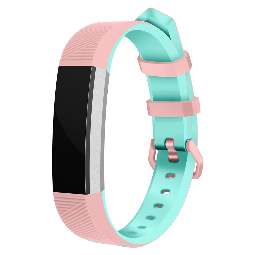 Reemplazo Bicolor De La Venda Del Reloj Del Silicón Suave Para Fitbit Alta HR - Cian / Rosa-2