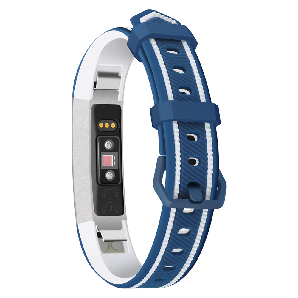 Soft Silicone Bi-color Wrist Watch Band for Fitbit Alta HR - White/Blue-1