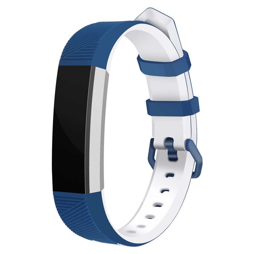 Soft Silicone Bi-color Wrist Watch Band for Fitbit Alta HR - White/Blue-2