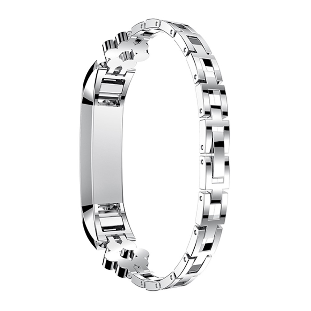 Six-leaf Flower Diamond Decor Alloy Watchband Replacement for Fitbit Alta - Silver-1