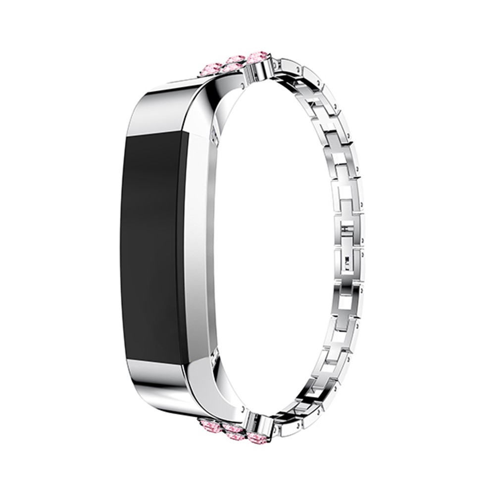 Six-leaf Flower Diamond Decor Alloy Watchband Replacement for Fitbit Alta - Silver-2