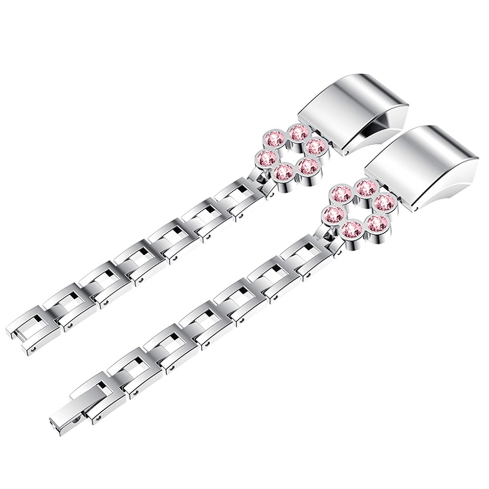 Six-leaf Flower Diamond Decor Alloy Watchband Replacement for Fitbit Alta - Silver-4