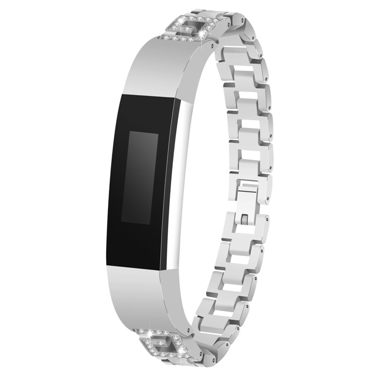 G-förmiger Strass-Edelstahlarmband Für Fitbit Alta / Alta HR - Silber--2