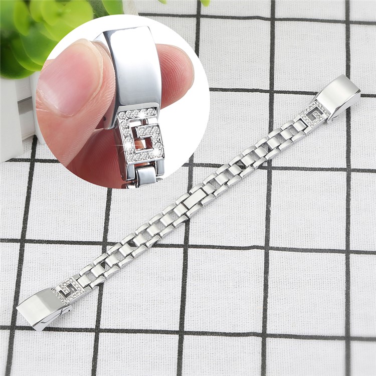 G-förmiger Strass-Edelstahlarmband Für Fitbit Alta / Alta HR - Silber--6
