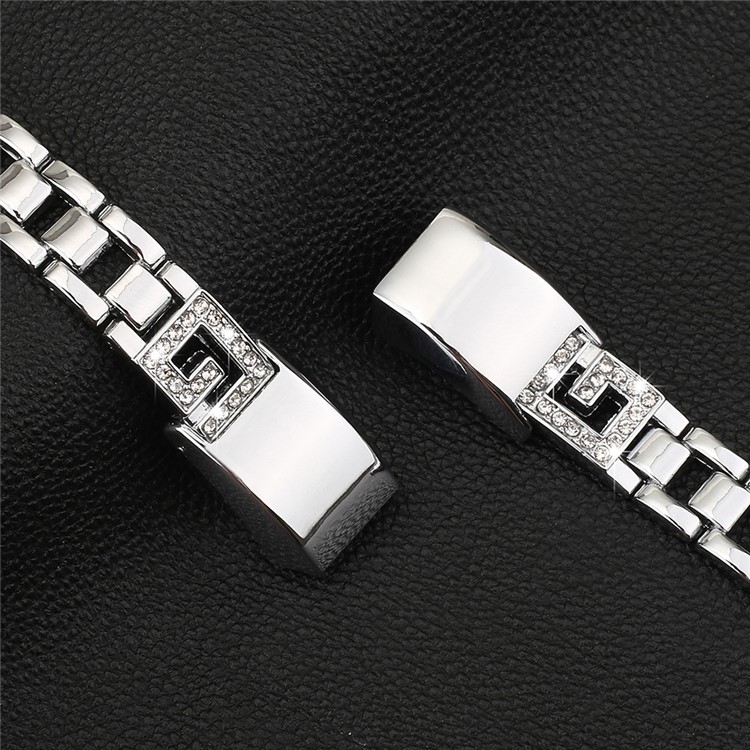 G-förmiger Strass-Edelstahlarmband Für Fitbit Alta / Alta HR - Silber--7