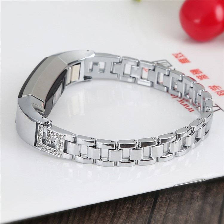 G-förmiger Strass-Edelstahlarmband Für Fitbit Alta / Alta HR - Silber--8