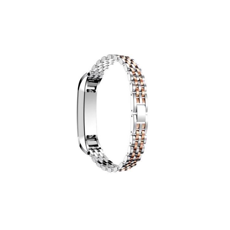 Stainless Steel Watch Band Strap Replace Part for Fitbit Alta HR - Silver / Rose Gold-2