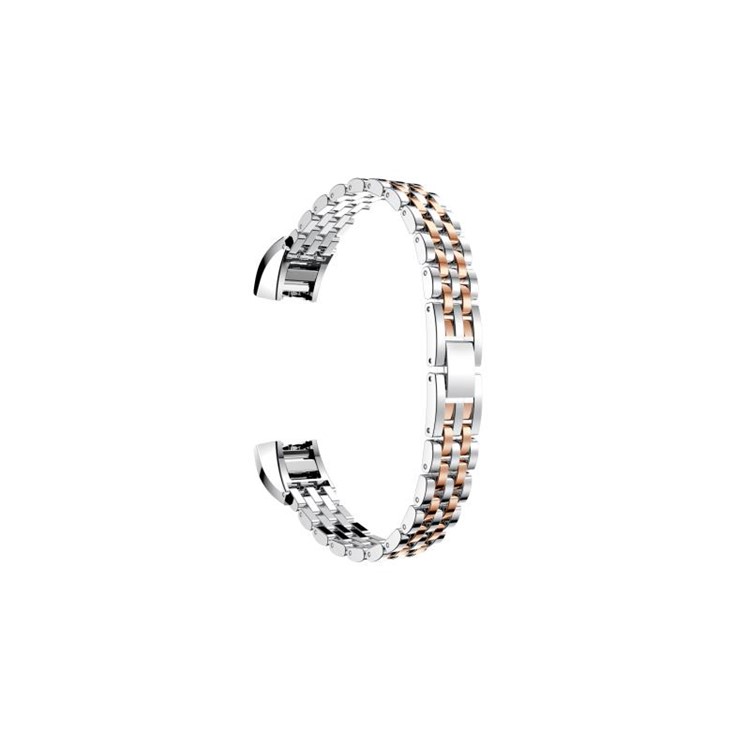 Stainless Steel Watch Band Strap Replace Part for Fitbit Alta HR - Silver / Rose Gold-3