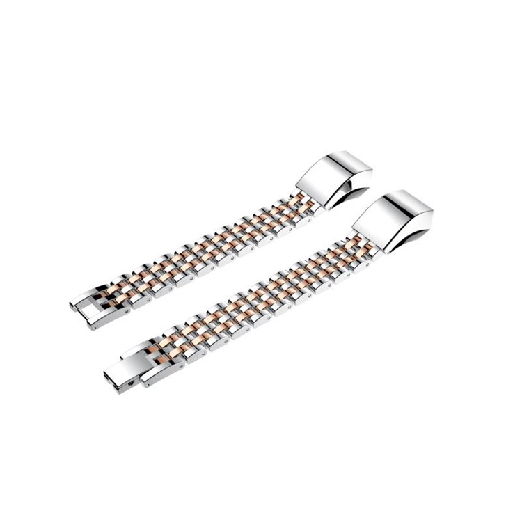 Stainless Steel Watch Band Strap Replace Part for Fitbit Alta HR - Silver / Rose Gold-4