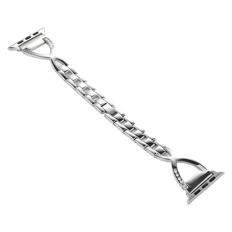 Rhinestone Decor X Shape Metal Watch Strap for Apple Watch Series 4 44mm / Series 3 2 1 42mm - Silver-2