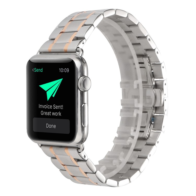 Stainless Steel Smart Watch Strap Part for Apple Watch Series 3 / 2 / 1 42mm - Silver / Rose Gold-2