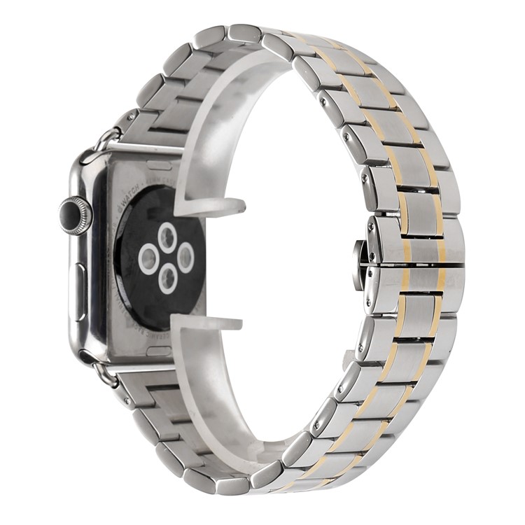 Stainless Steel Smart Watch Strap Replacement for Apple Watch Series 3 / 2 / 1 42mm - Silver / Gold-1
