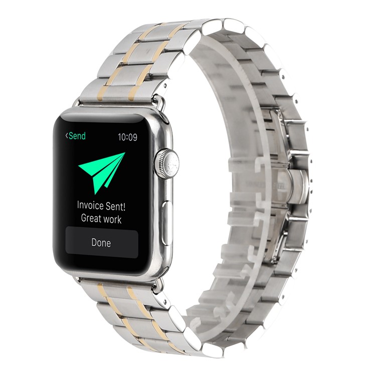 Stainless Steel Smart Watch Strap Replacement for Apple Watch Series 3 / 2 / 1 42mm - Silver / Gold-2
