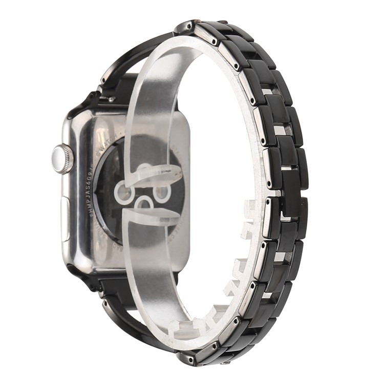 Rhinestone Decor X Shape Metal Watch Band for Apple Watch Series 4 40mm / Series 3 2 1 38mm - Black-1