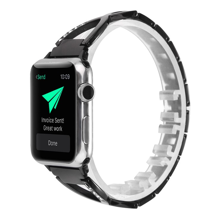 Rhinestone Decor X Shape Metal Watch Band for Apple Watch Series 4 40mm / Series 3 2 1 38mm - Black-2