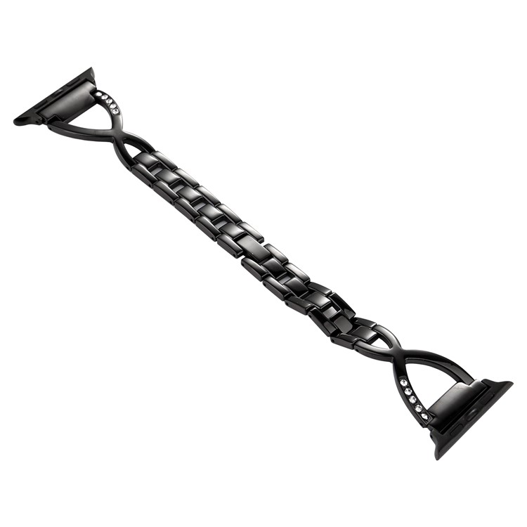 Rhinestone Decor X Shape Metal Watch Band for Apple Watch Series 4 40mm / Series 3 2 1 38mm - Black-3