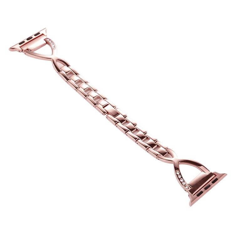Rhinestone Decor X Shape Metal Watch Bracelet for Apple Watch Series 4 40mm / Series 3 2 1 38mm - Rose Gold-3