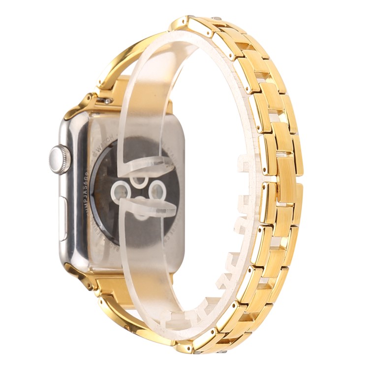 Rhinestone Decor X Shape Metal Watch Band Strap for Apple Watch Series 4 40mm / Series 3 2 1 38mm - Gold-1