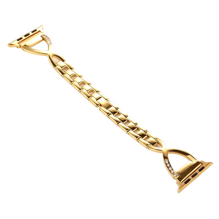 Rhinestone Decor X Shape Metal Watch Band Strap for Apple Watch Series 4 40mm / Series 3 2 1 38mm - Gold-3