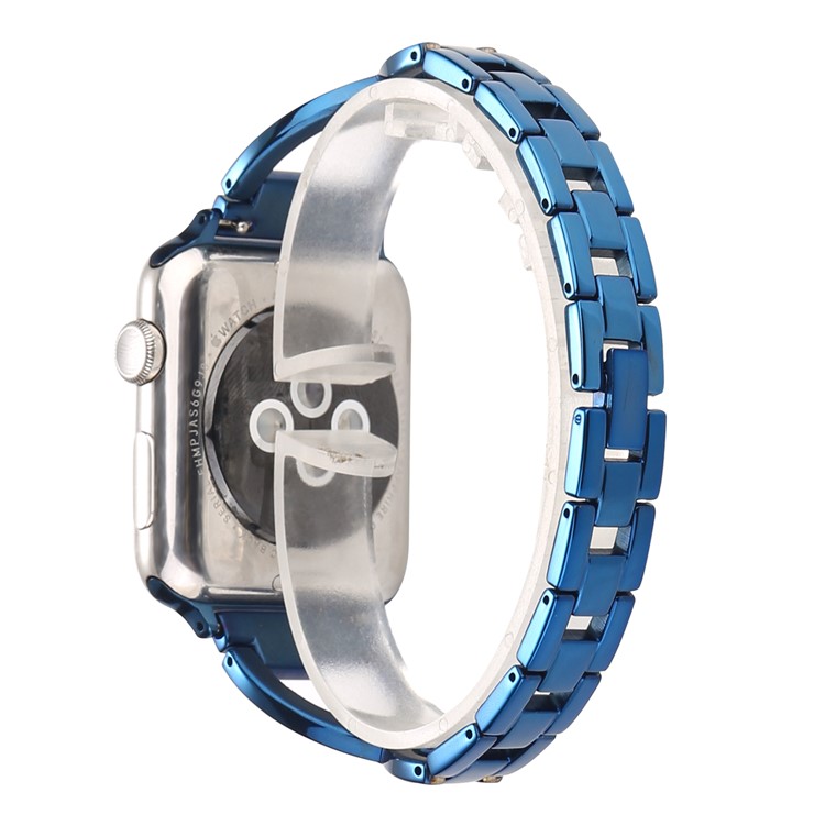 Rhinestone Decor X Shape Metal Watch Strap Replacement for Apple Watch Series 4 40mm / Series 3 2 1 38mm - Blue-1