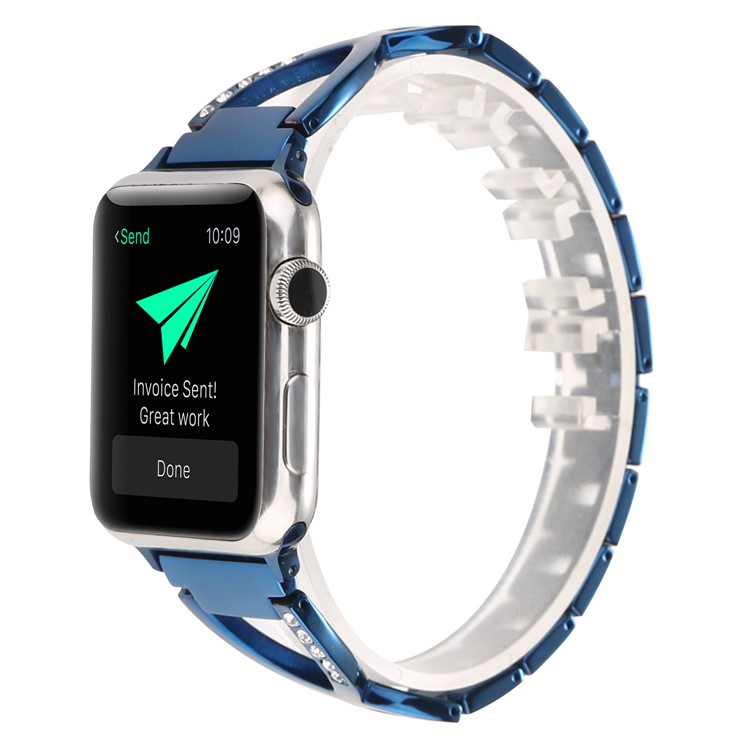 Rhinestone Decor X Shape Metal Watch Strap Replacement for Apple Watch Series 4 40mm / Series 3 2 1 38mm - Blue-2