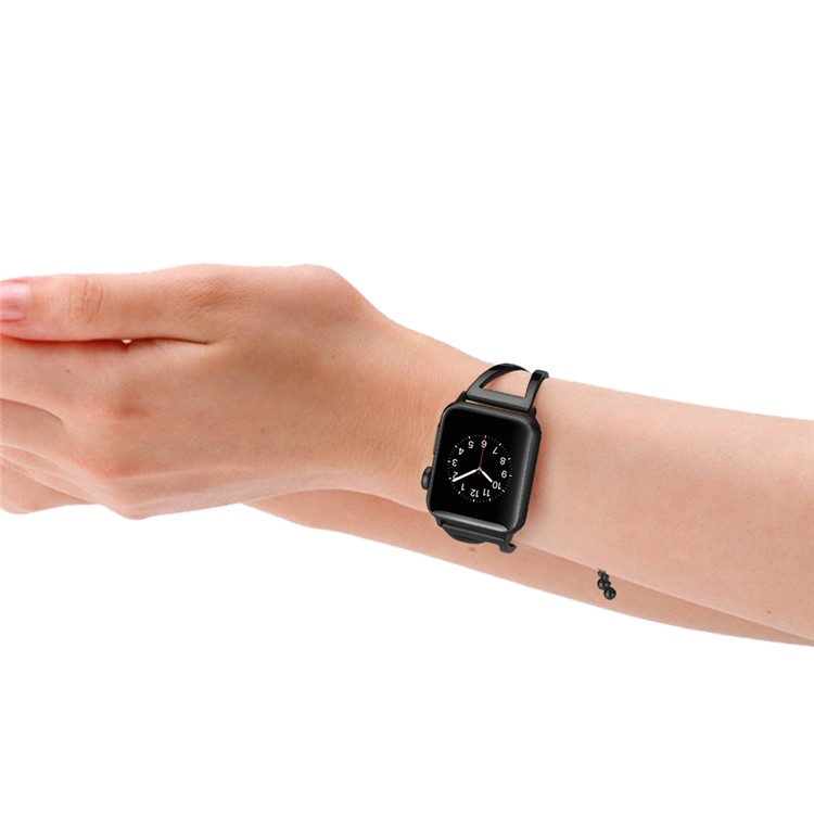Stylish Stainless Steel Watchband Bracelet for Apple Watch Series 5 4 40mm/3/2/1 38mm - Black-6