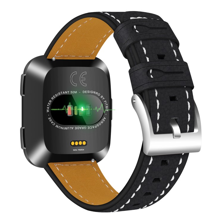 Lederarmband Ersatz Für Fitbit Versa - Schwarz-1