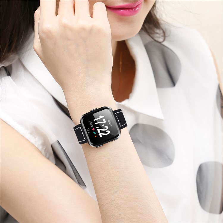 Lederarmband Ersatz Für Fitbit Versa - Schwarz-6