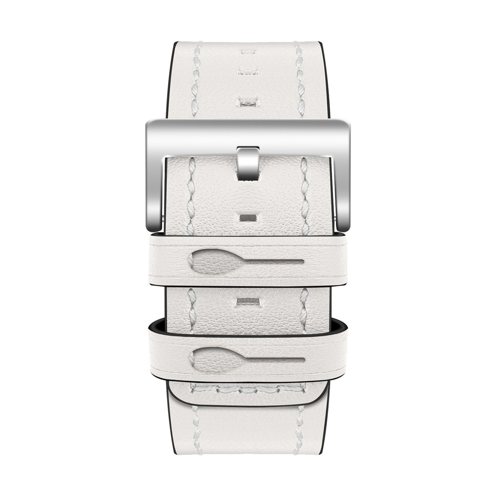 Genuine Leather Wristwatch Band Replacement for Fitbit Versa - White-3