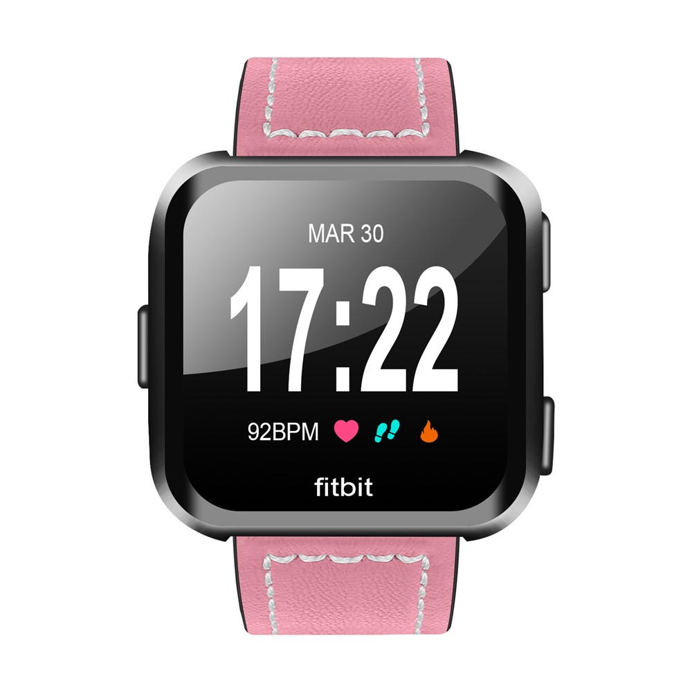 Genuine Leather Wristwatch Band Strap for Fitbit Versa - Pink-2