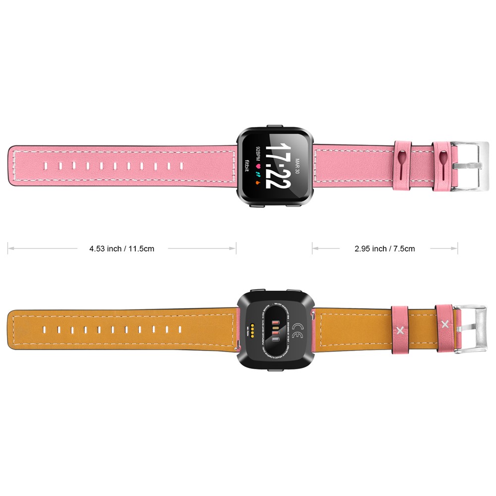 Genuine Leather Wristwatch Band Strap for Fitbit Versa - Pink-4