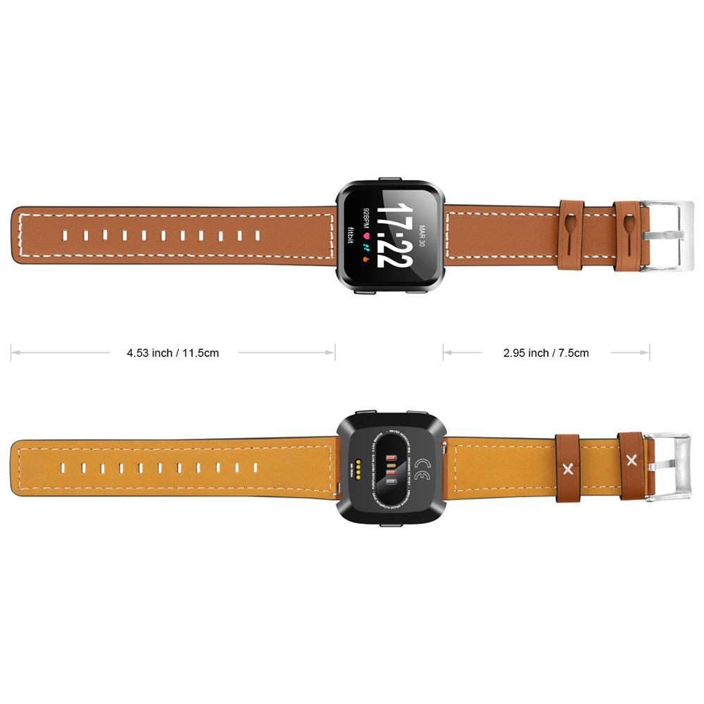 Uhrenarmband Aus Echtem Leder Für Fitbit Versa - Braun-4