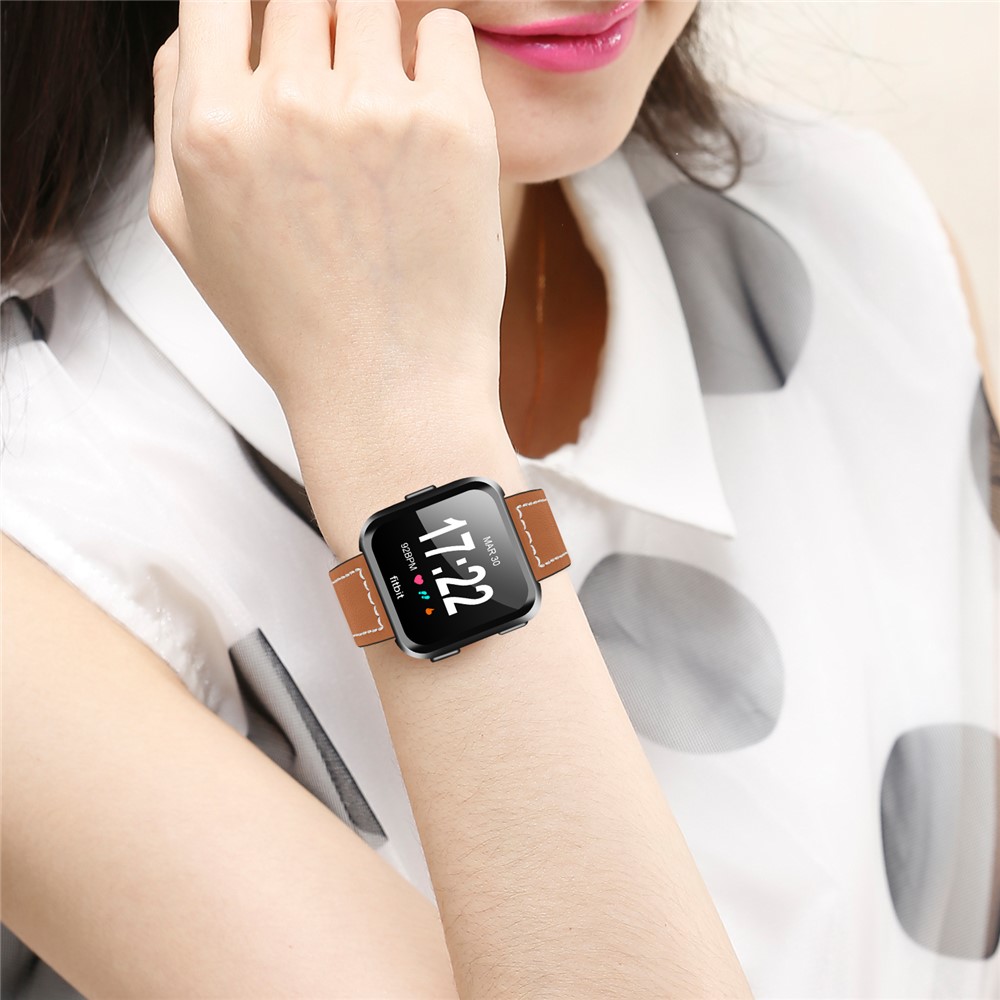 Uhrenarmband Aus Echtem Leder Für Fitbit Versa - Braun-5