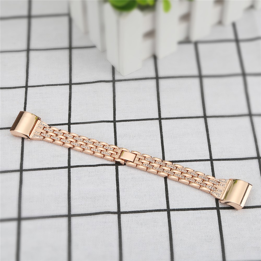 Stylish Double-row Rhinestone Decor Metal Watch Band Replacement for Fitbit Charge 2 - Rose Gold-6