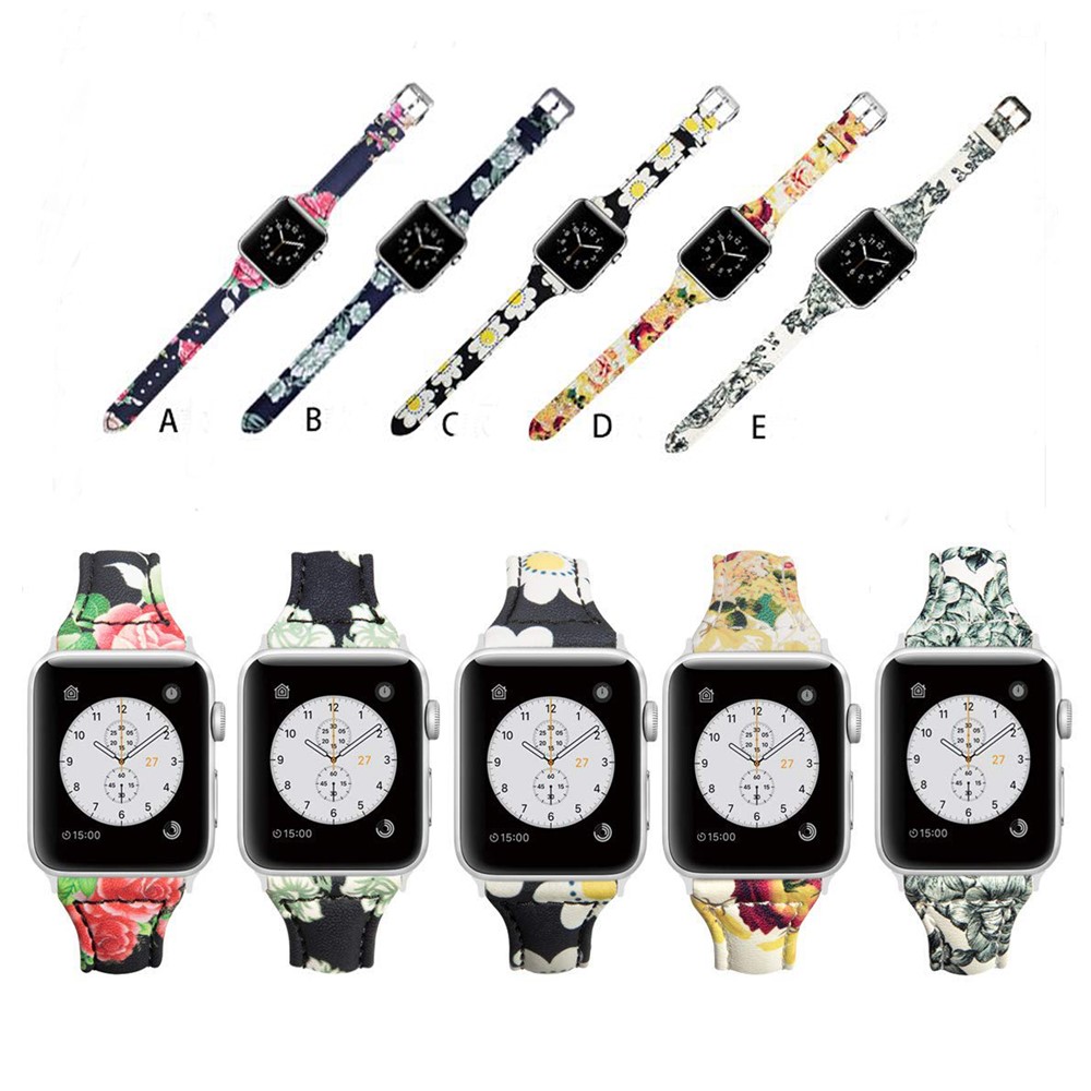 Genuine Leather Vvid Pattern Watch Strap for Apple Watch Series 4 44mm/3/2/1 42mm - Style A-6