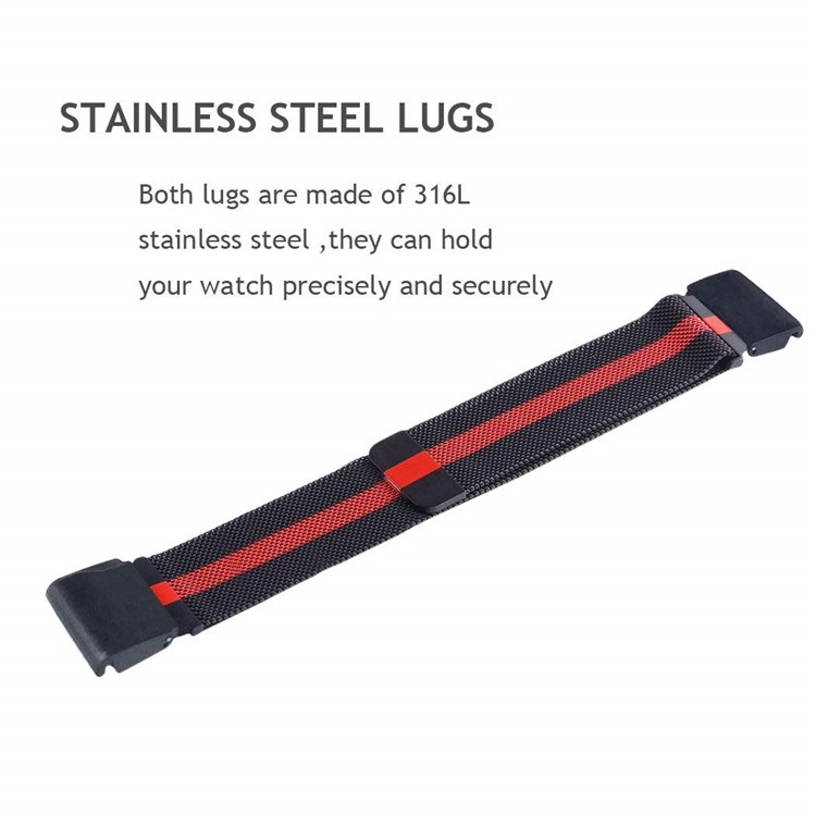 Quick Fit Milanese Stainless Steel Magnetic Watch Strap (26mm) for Garmin Fenix 5X - Red / Black-5