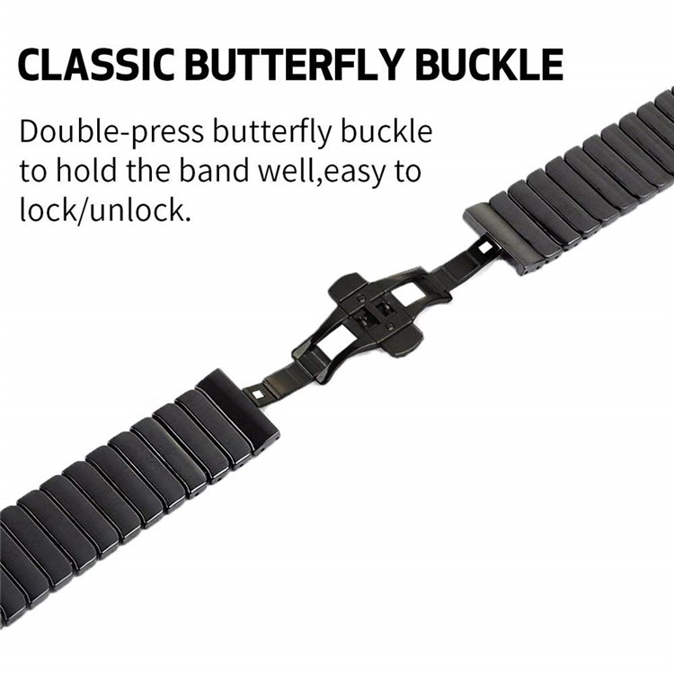 Ceramic Bracelet Watch Band with Butterfly Buckle for Garmin Fenix 5X 26mm - Black-5