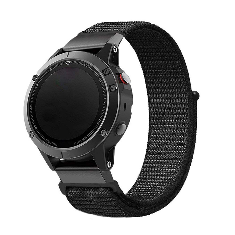 22mm Nylon Velcro Closure Watch Strap for Garmin Fenix 5 - Black-2
