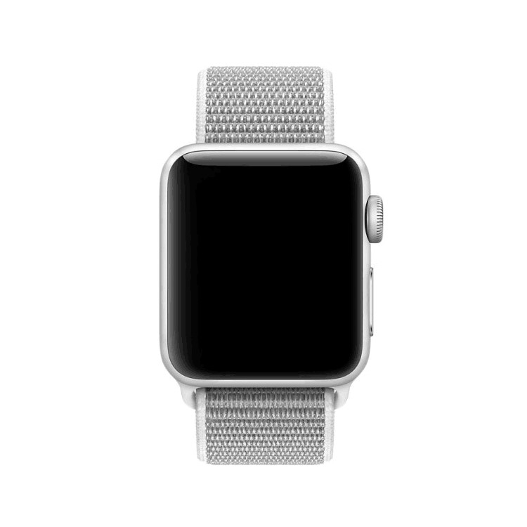 Velcro Closure Nylon Watch Strap with Connector for Apple Watch Series 4 44mm / Series 3 2 1 42mm - Light Grey-2