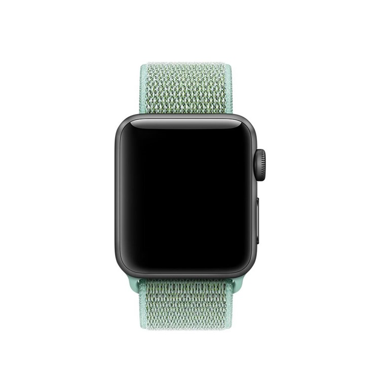 Velcro Closure Nylon Watch Sports Band with Connector for Apple Watch Series 4 44mm / Series 3 2 1 42mm - Cyan-2