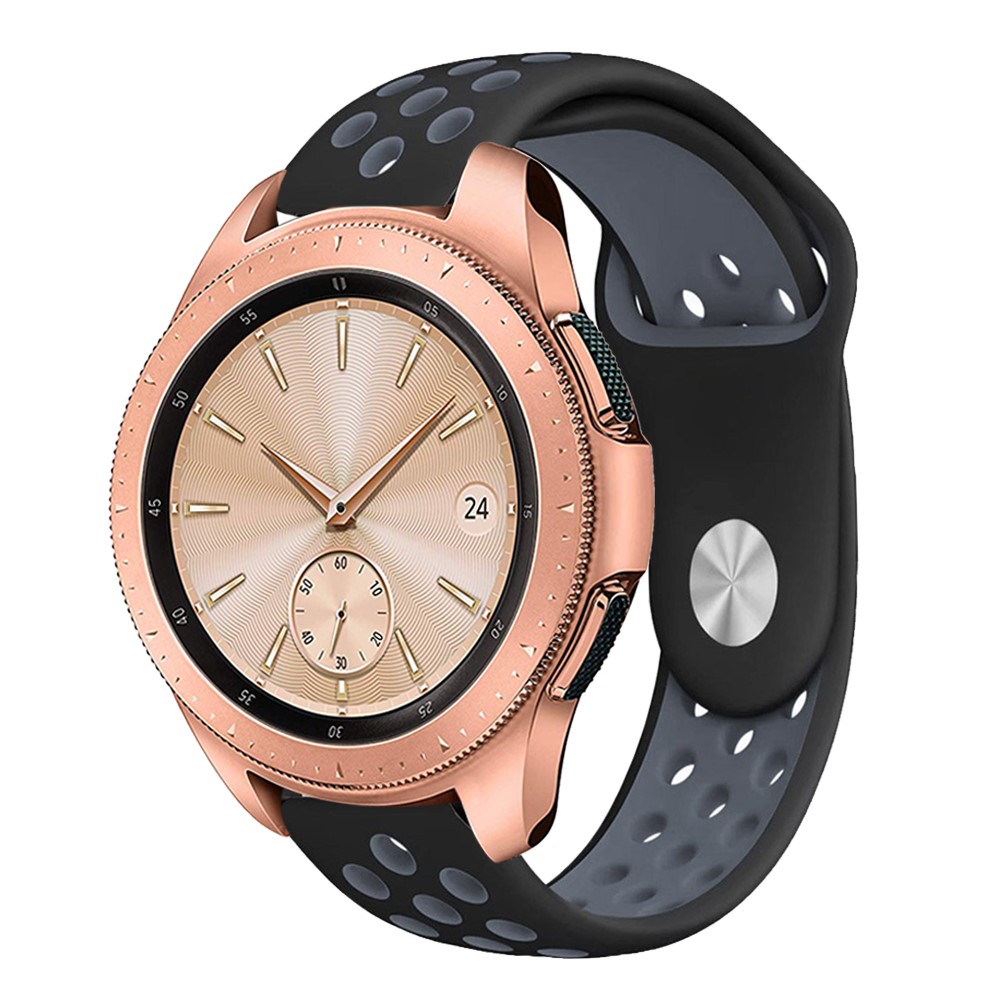 Hollow Two-tone Soft Silicone Watch Strap for Samsung Galaxy Watch 42mm - Black / Dark Grey-2