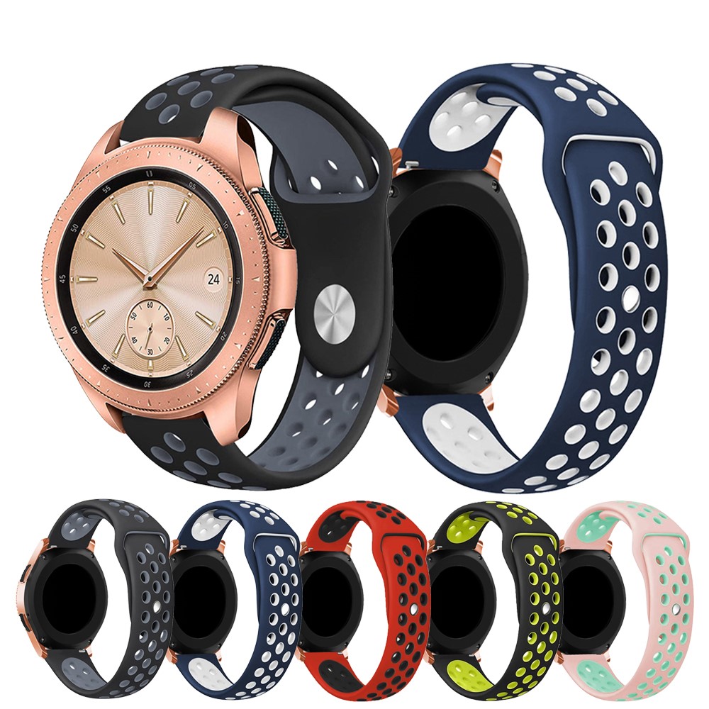 Hollow Two-tone Soft Silicone Watch Strap for Samsung Galaxy Watch 42mm - Black / Dark Grey-3
