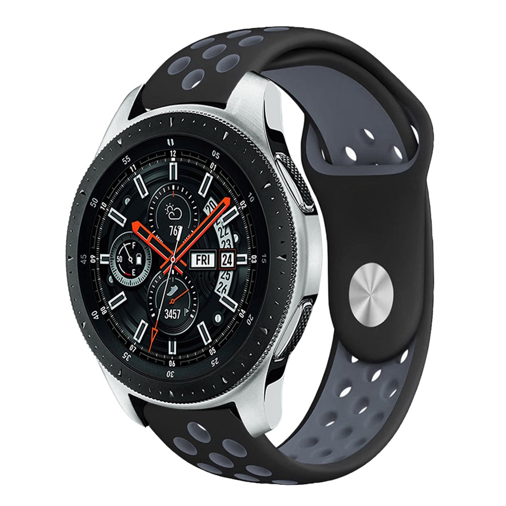 Hollow-out Two-color Silicone Watchband Wrist Strap for Samsung Galaxy Watch 46mm - Black / Dark Grey-2