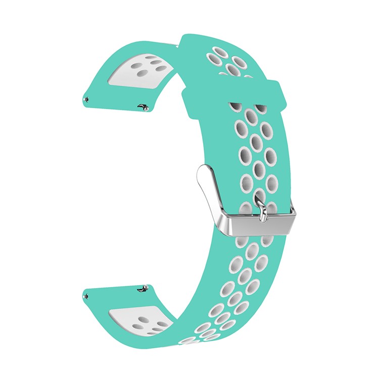Hollow Two-tone Soft Silicone Watch Sport Strap for Samsung Galaxy Watch 42mm - Cyan / White-1