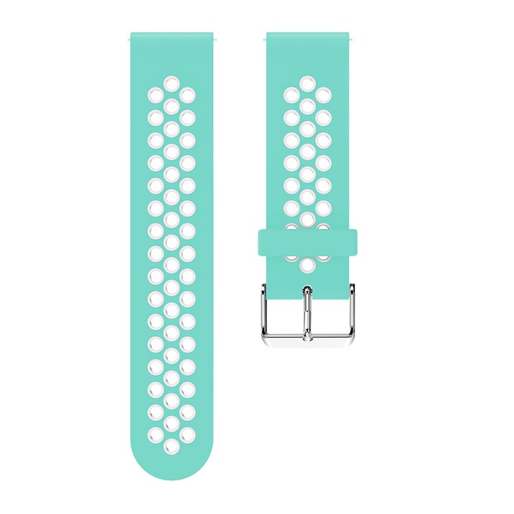 Hollow Two-tone Soft Silicone Watch Sport Strap for Samsung Galaxy Watch 42mm - Cyan / White-4