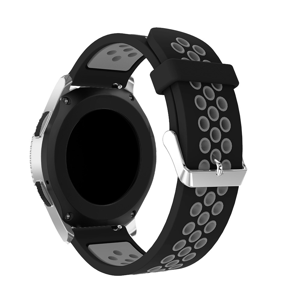Two-tone Soft Silicone Hollow Watchband Strap for Samsung Galaxy Watch 46mm - Black / Grey-2