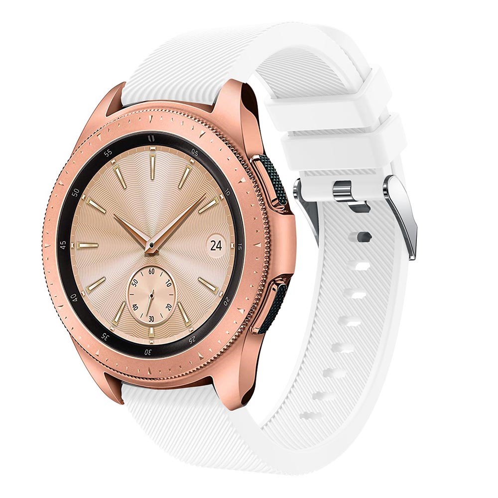 Twill Grain Silicone Watchband Strap Replacement for Samsung Galaxy Watch 42mm - White-1