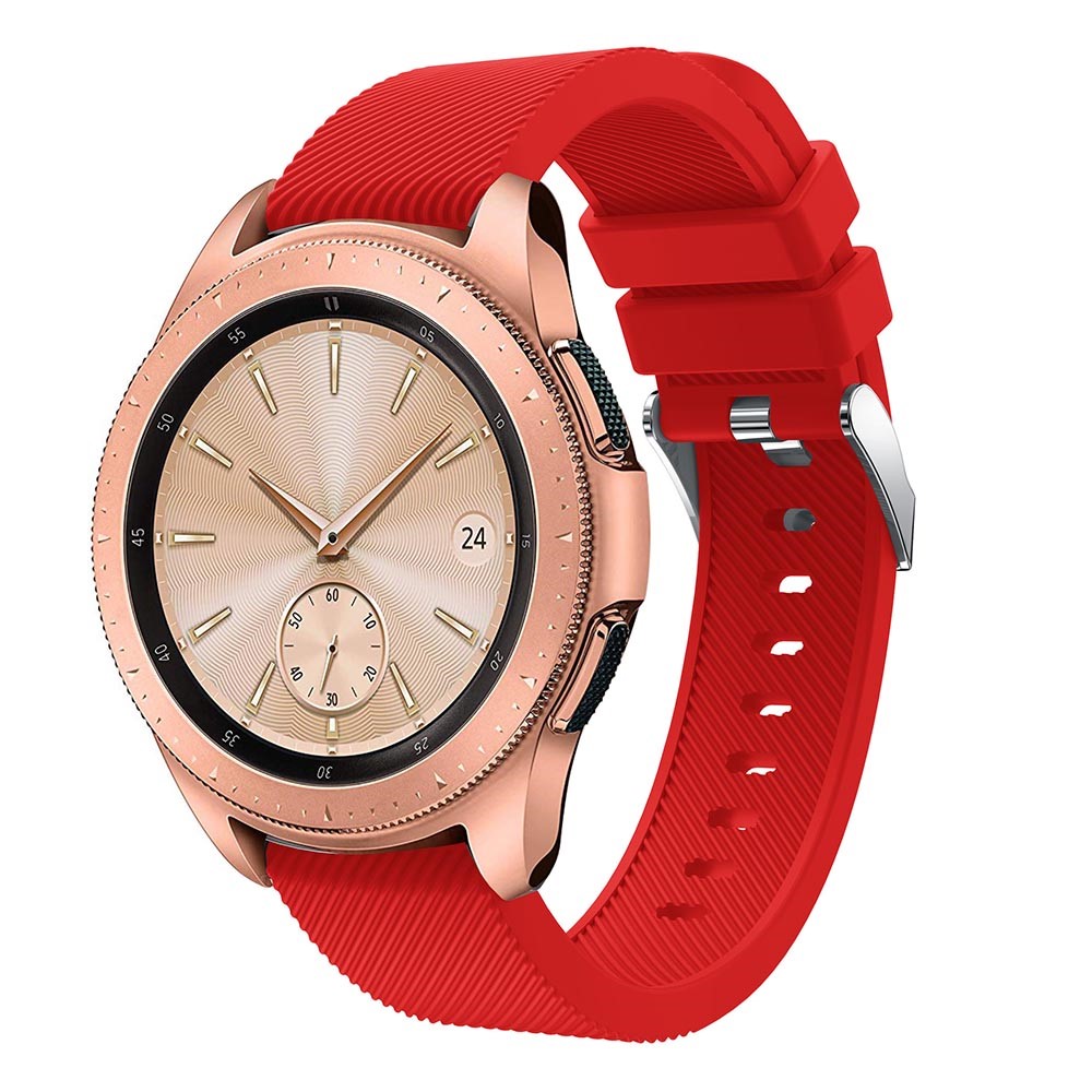 Bracelete Da Recolocação Da Faixa De Relógio Do Silicone Da Textura Da Sarja Para O Relógio 42mm Da Galáxia De Samsung - Vermelho-1