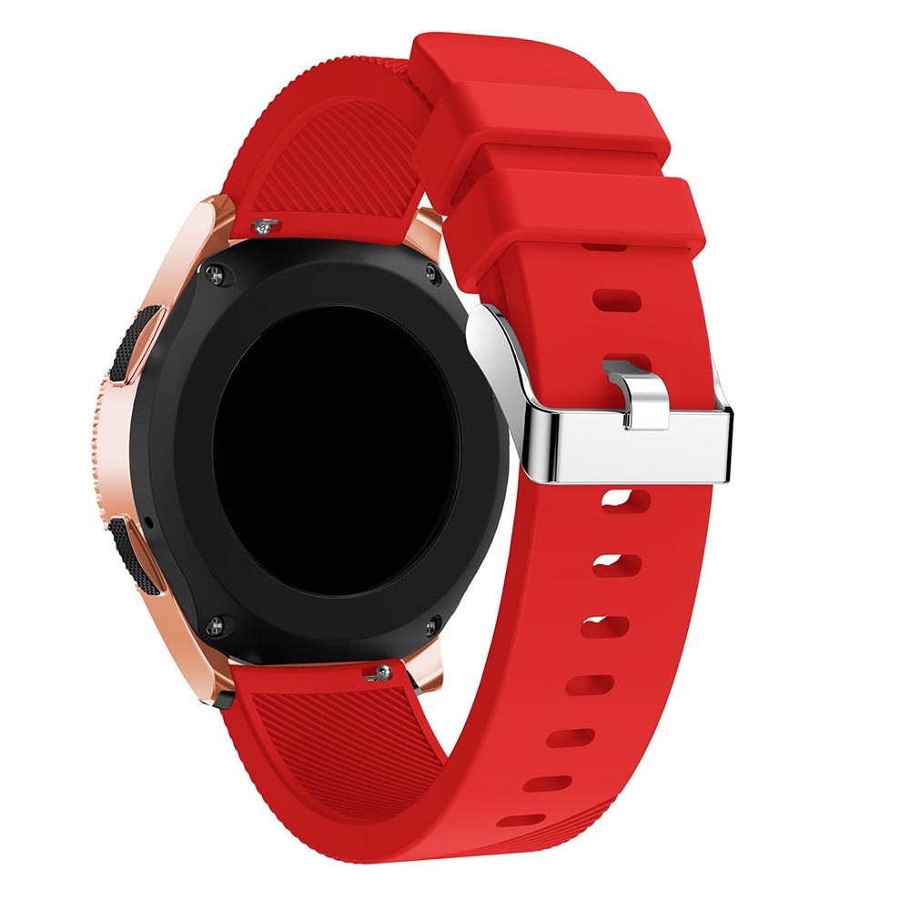 Bracelete Da Recolocação Da Faixa De Relógio Do Silicone Da Textura Da Sarja Para O Relógio 42mm Da Galáxia De Samsung - Vermelho-2